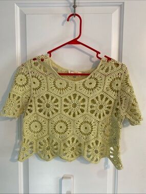 Rebellion Light Yellow Crochet Crop Top